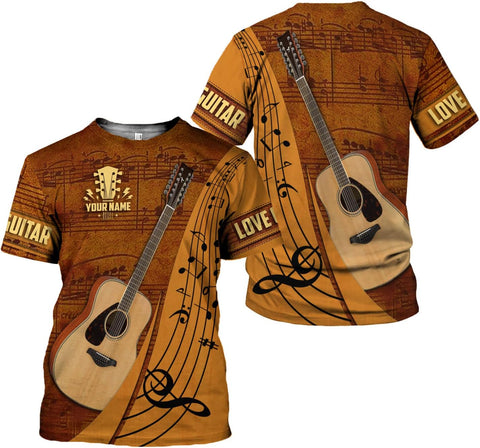 Custom Name Guitar Shirt 3D All Over Print, Guitar Shirts for Men, Unisex Guitar Shirts Music, Music Lover, Guitar Lover