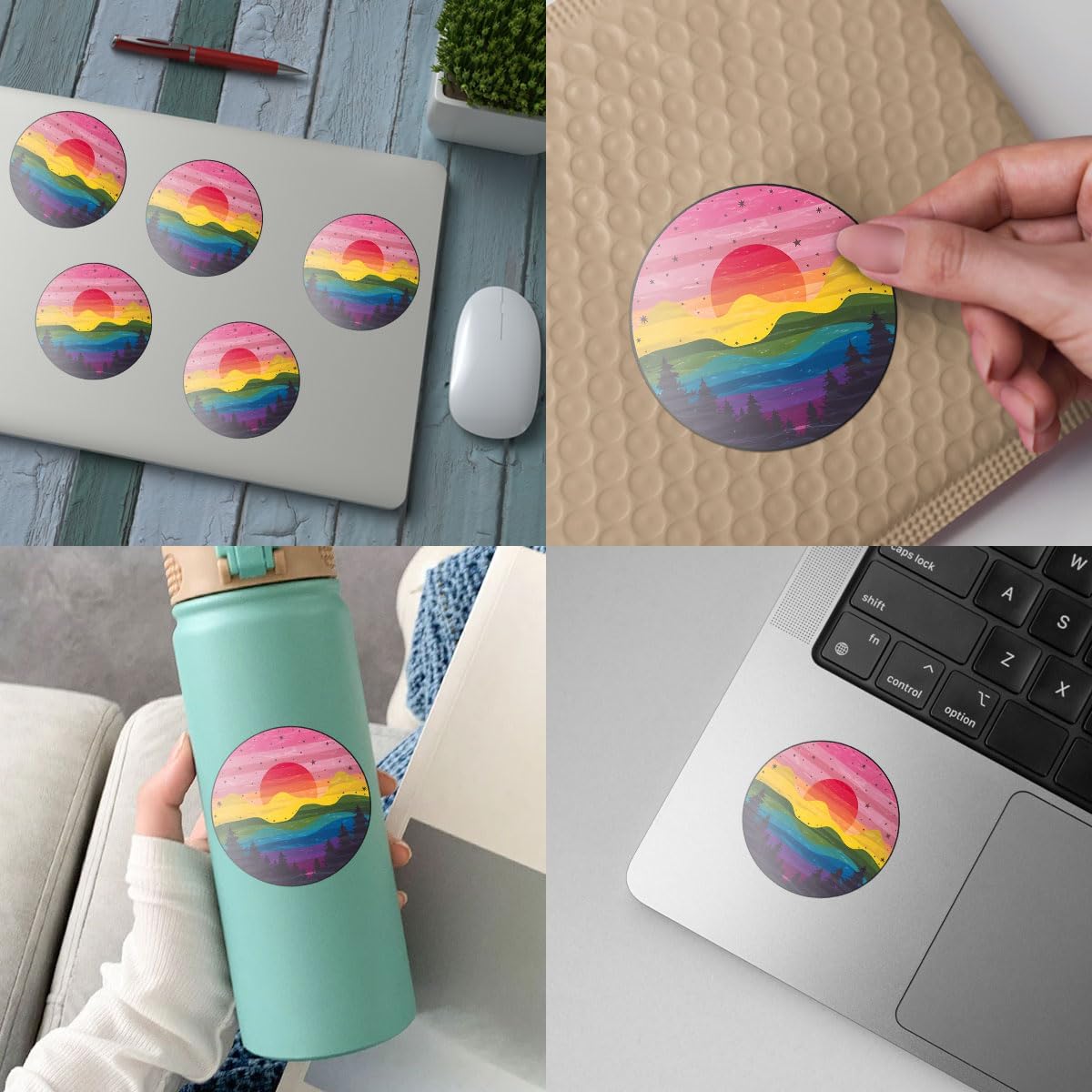 3 Pcs Rainbow Mountain Sunset Sticker, Gay Sticker, LGBT, LGBTQ Pride Sticker, Mountain Hiking Camping Sticker, Aesthetic Nature Vinyl Decal for Laptop, Car, Water Bottle, Pride LGBTQ+ 3 inches