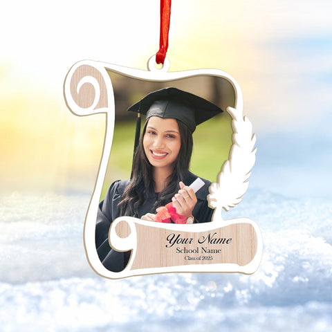 Ligthuy Personalized Graduation Ornament, Graduation Ornaments Class of 2024 2025, College Master Senior Year Christmas Ornament 2024 2025, Pine Hanging Decoration for Xmas (Graduation 3)