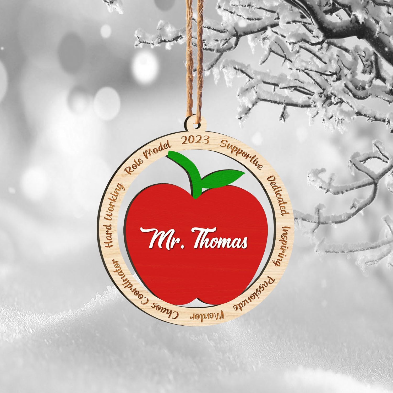 MAPrints Teacher Wood Ornaments Christmas 2024, Teacher Appreciation Gifts for Women, Teacher Wood 2D Flat Ornaments, Thank You Appreciation Ornaments, Keepsake Gifts for Teacher (TC 5)