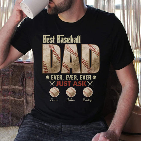 Personalized Baseball Dad Shirt, Custom Dad Baseball T-Shirt, Baseball Dad Gifts, Baseball Lover Gift, Dad's Birthday Present