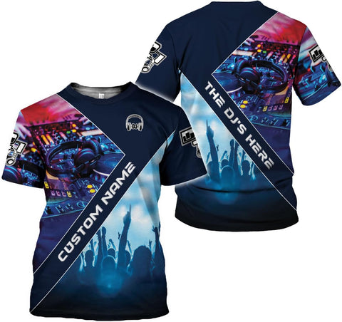 Woseprints Personalized DJ 3D T-Shirts, Custom DJ Shirt with Name, DJ Gifts for Men EDM Music Festival Clothing, Gift for DJ