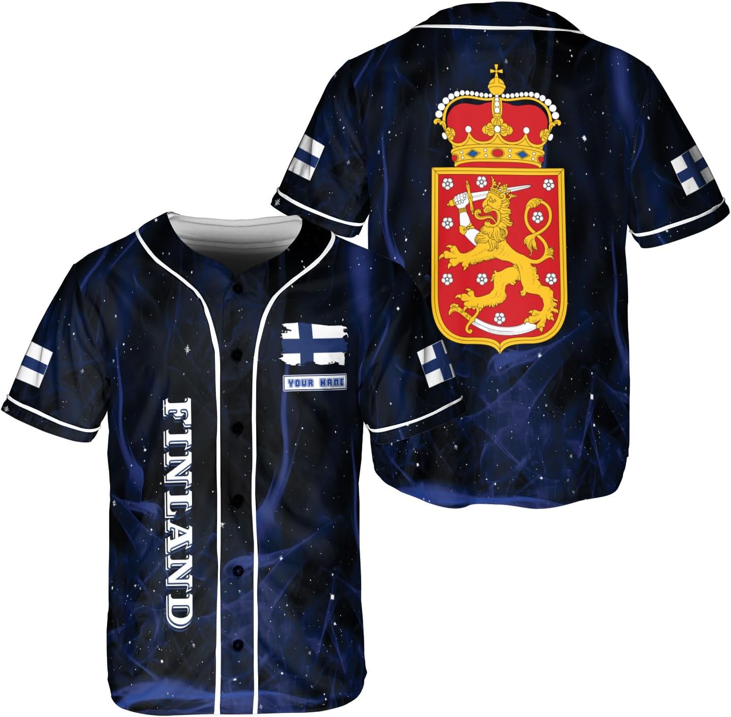 Leprints Personalized Finland Baseball Jersey, Finnish Soccer Baseball Finlanders Pride Flag Finnish Jersey Men Women Shirt