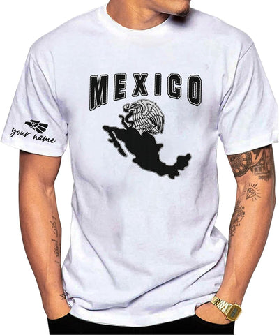 Mostprints Personalized Name Embroidered Mexico Tshirt, Customized Name Shirts Mexican US Flag, Mexico Shirt2