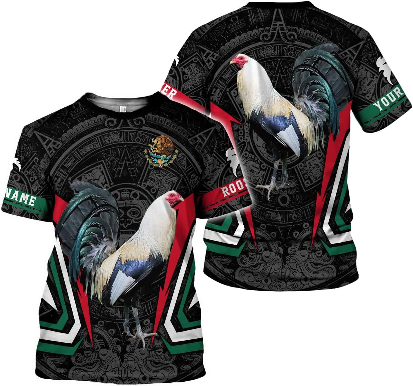Mostprints Personalized Name Mexican Shirts for Men, Rooster Mexico Shirts for Men, Mexico Shirt Eagle Flag Mexican Eagle 1