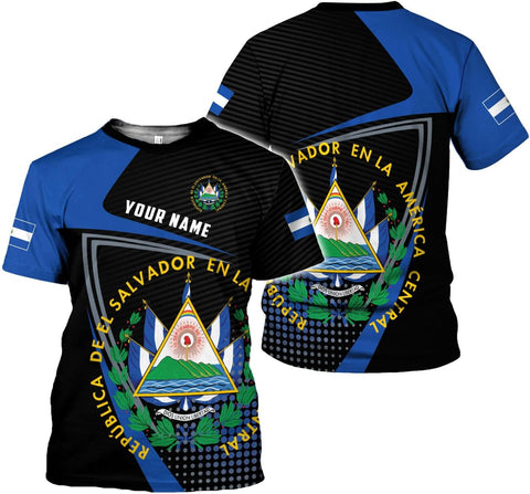 Ligthuy Personalized Name El Salvador Shirt 3D, El Salvador Flag Shirt for Men Women, Unisex T-Shirts S-5XL
