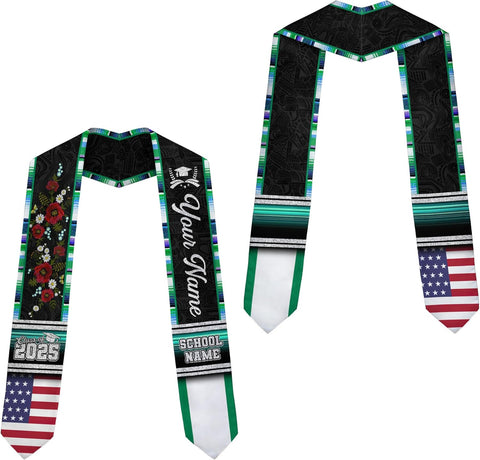 Pretyprints Custom Nigerian Graduation Sash, Nigeria Graduation Stole Customize, Nigerian American Flag Graduation Sash 2025