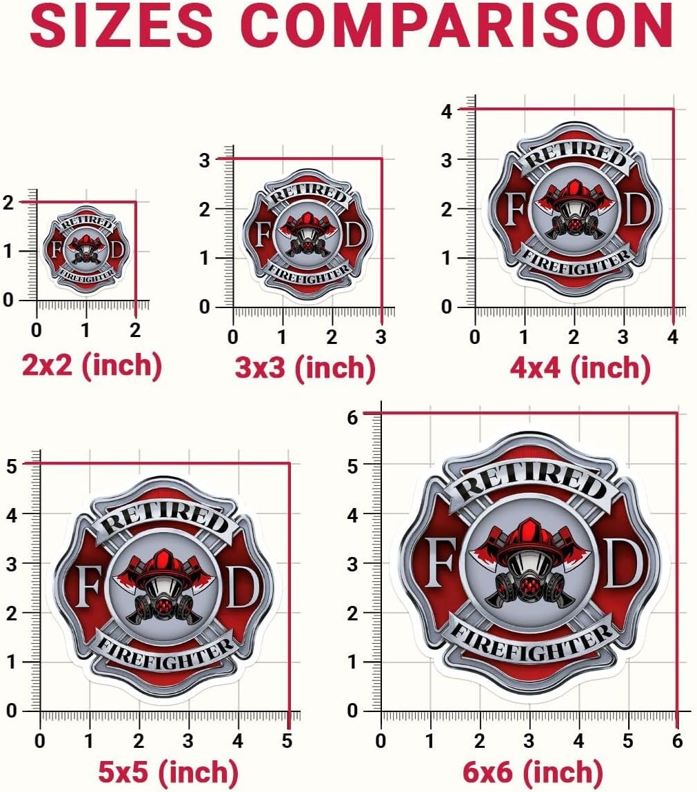 (3 PCS) Retired Firefighter Sticker, Fire Department Vinyl Decal Waterproof for Laptop, Water Bottle, Tumbler, Car, Gift for Retired Firefighters and Fire Safety Enthusiasts - 3 Inch