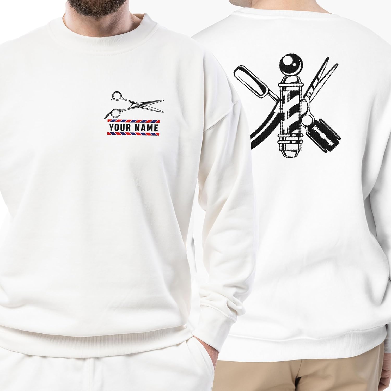 Podagree Personalized Embroidered Barber Crewneck Sweatshirt, Hairdresser Hairstylist Barbershop Hoodie, Gifts For A Barber