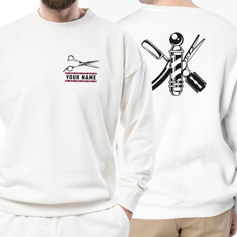 Podagree Personalized Embroidered Barber Crewneck Sweatshirt, Hairdresser Hairstylist Barbershop Hoodie, Gifts For A Barber