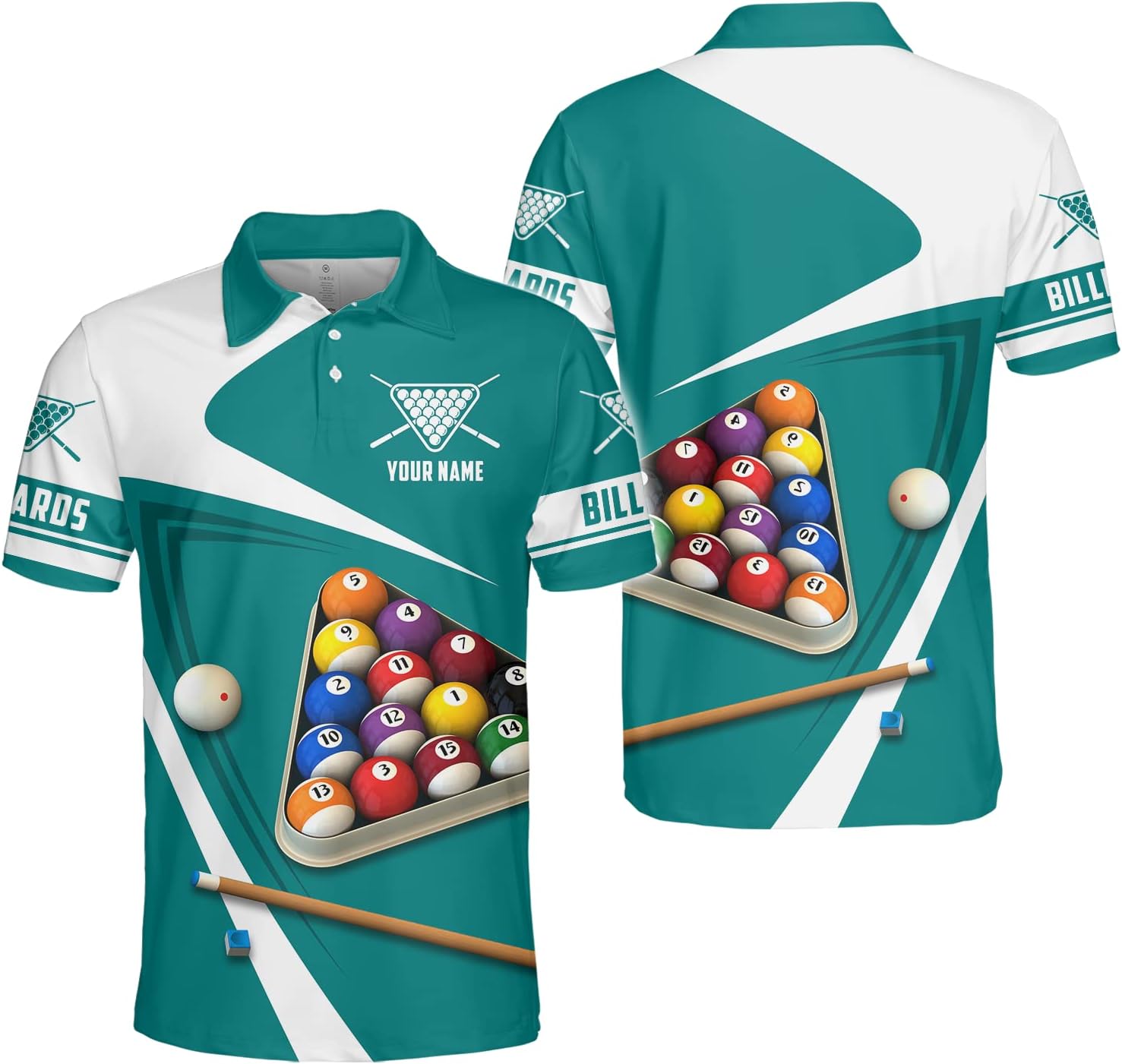 Custom Billiard Polo Shirts for Men Women Personalized Name Team 8 Ball Shirt Billiards Apparel Pool 3D Tshirts Gifts Player