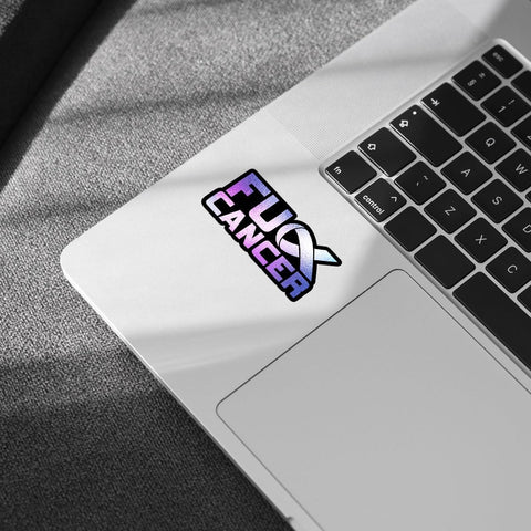 (3PCs) Fuck Cancer Bumper Vinyl Sticker, Cancer Awareness Purple Glitter Ribbon Sticker, Inspirational Cancer Quote Stickers, Fuck Cancer Gifts - Stickers for Laptop Water Bottle Phone Car Helmet 3"