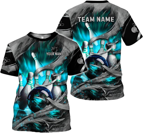 Rivelus Personalized Name Bowling Shirts for Men and Women 3D, Bowling Shirts for Team Bowling, Bowling Shirts Gift