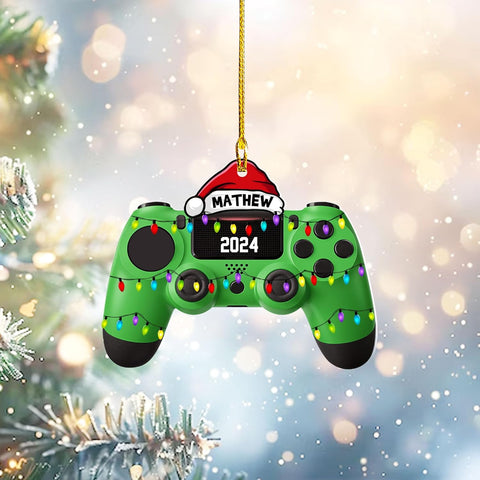 Artparel Personalized Gamer Ornament Custom Name Game Controller Ornament Shape Flat Computer Ornament for Gamer Gaming Ornament Gamer Christmas Ornament (VGC5)