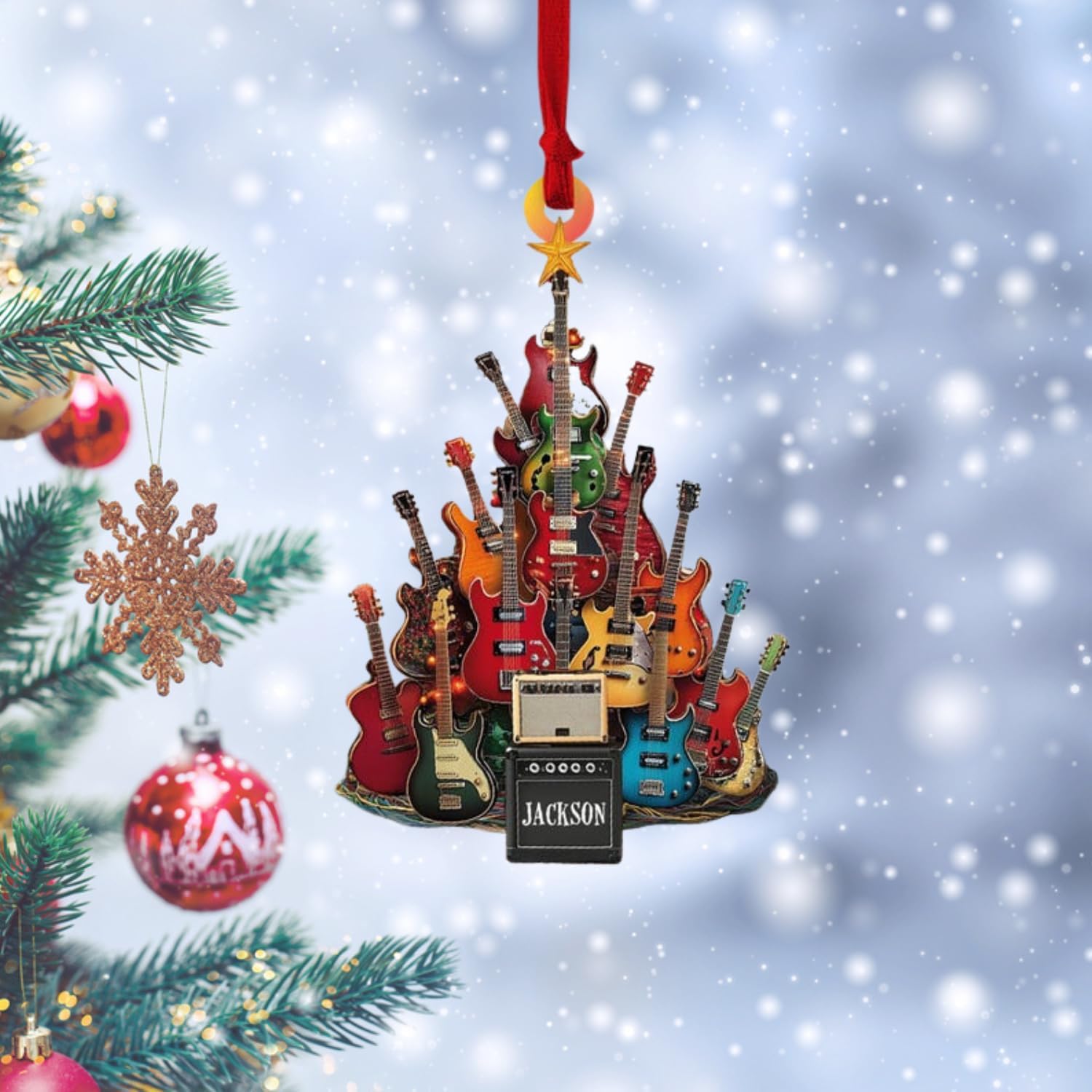 Personalized Guitar Ornaments 2024 Music Ornaments Acoustic, Custom Guitar Gifts for Guitar Musical Instrument Ornament Gift for Guitar Player Decoration Xmas, Guitar Lover Gift (Style 7)