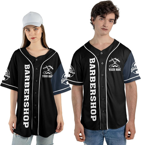 Ligthuy Personalized Baber Baseball Jersey, Hairdresser Baseball Jersey Barber Shop Life, Barber Shirts for Men and Women