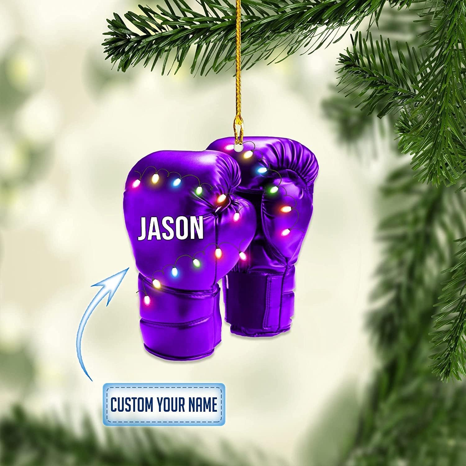 Personalized Boxing Ornament, Boxing Gloves Christmas Light Ornament, Custom Boxing Ornament, Kick Boxing Ornament, Gift for Boxing Lovers, Boxer Ornament Gift for Boxing Lovers (Boxing 1)