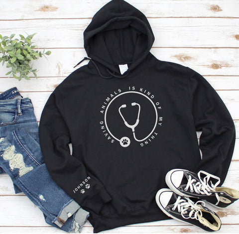 Leeprints Personalized Embroiderd Veterinary Medicine Sweatshirt - Vet Tech Sweater, Veterinarian Gift, Vet Med Staff Gifts