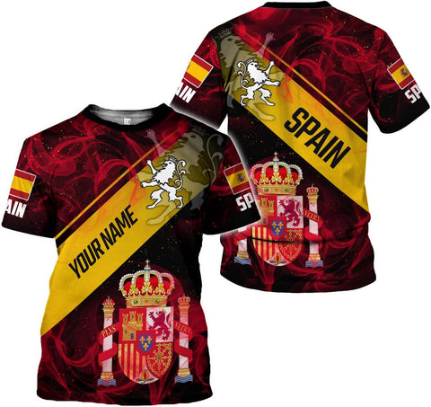 MoonArt Personalized Spain Shirt Custom Spain Espana Flag Shirts for Men and Women, Spain Spanish Pride