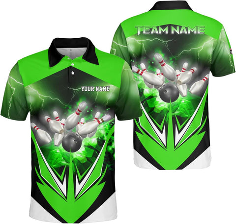 Ligthuy Personalized Name Bowling Polo Shirts 3D for Men and Women, Bowling Shirt, Bowling Team