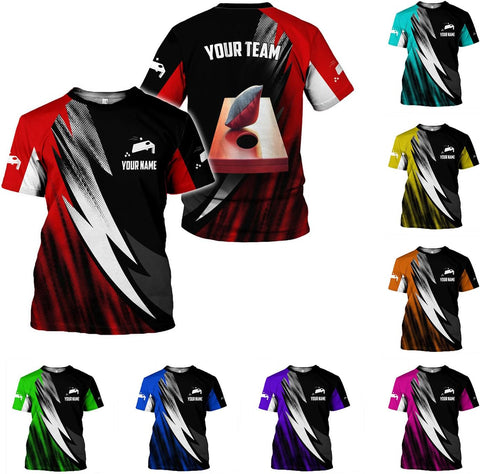 Custom 3D Cornhole T-Shirt Personalized Cornhole Team Uniform Gift for Men & Women Toss Game Board Bag Apparel