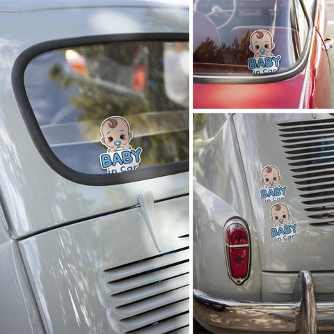 3 Pcs Blue Baby in Car Sticker Child in Car Sticker Baby in Car Safety Decal Kids on Board Stickers for Laptop Car Water Bottle Phone Case Hat Helmet Gifts 5"x5"