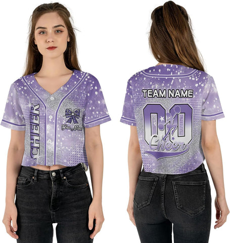 Personalized Cheerleading Team Baseball Jersey, Cheer Coach Jersey Gifts, Cheer Shirt Uniforms, Glitter Jersey S-5XL