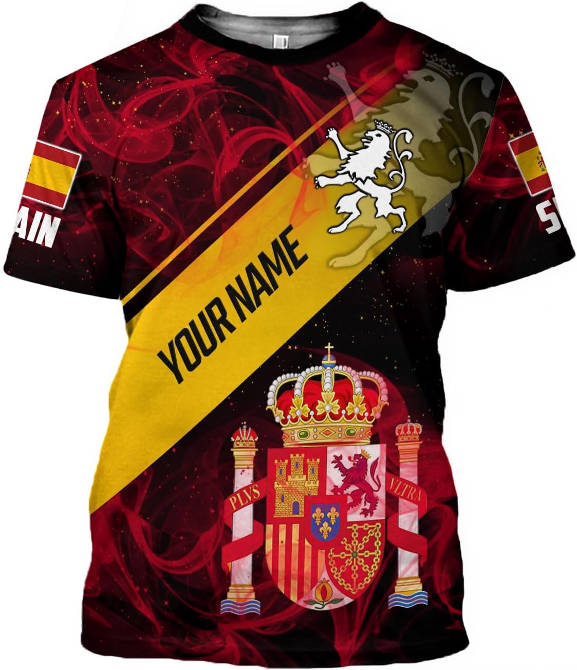 MoonArt Personalized Spain Shirt Custom Spain Espana Flag Shirts for Men and Women, Spain Spanish Pride