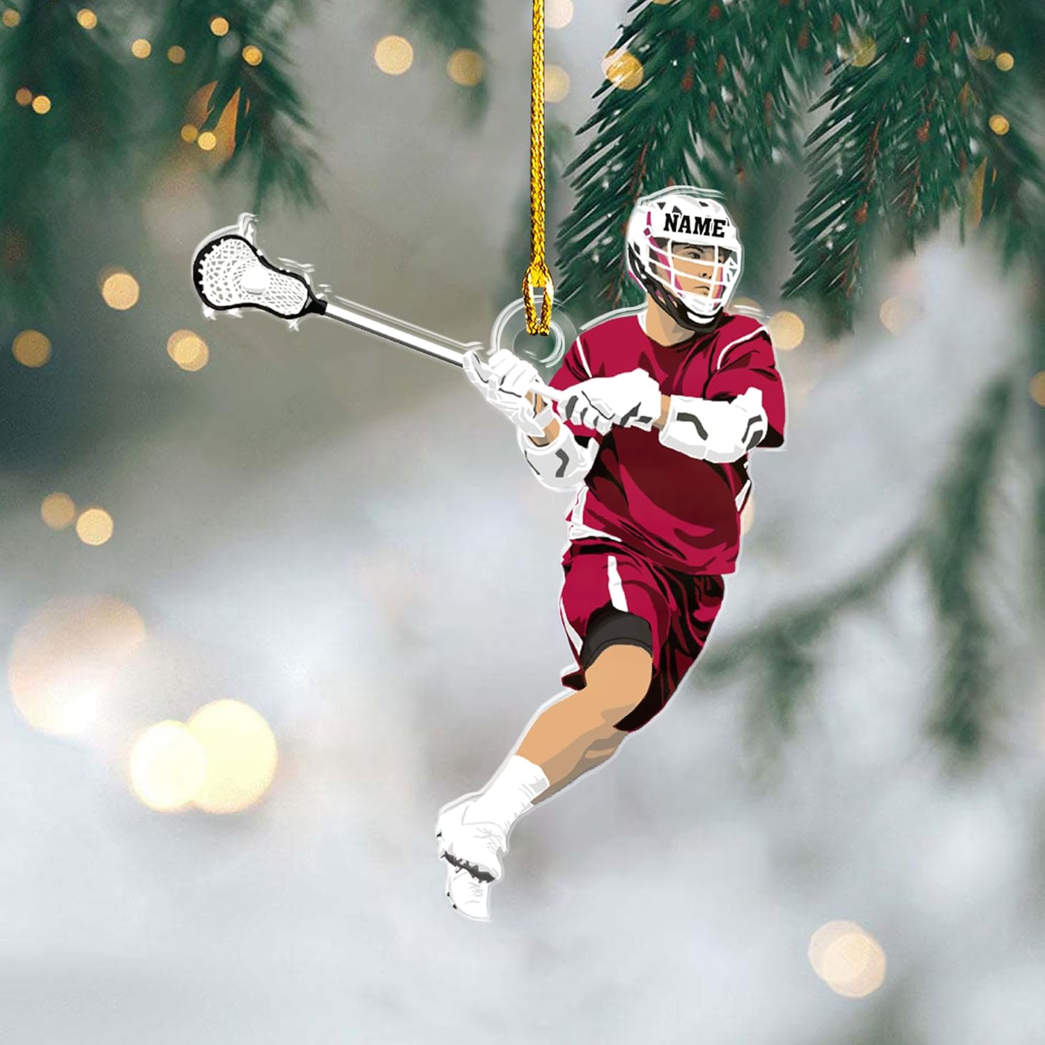 AOVL Personalized Lacrosse Ornament Lacrosse Christmas Ornament Lacrosse Ornaments for Christmas Tree Lacrosse Gifts Lacrosse Coach Gifts Lacrosse Player Gift Sport Fan (LC2)