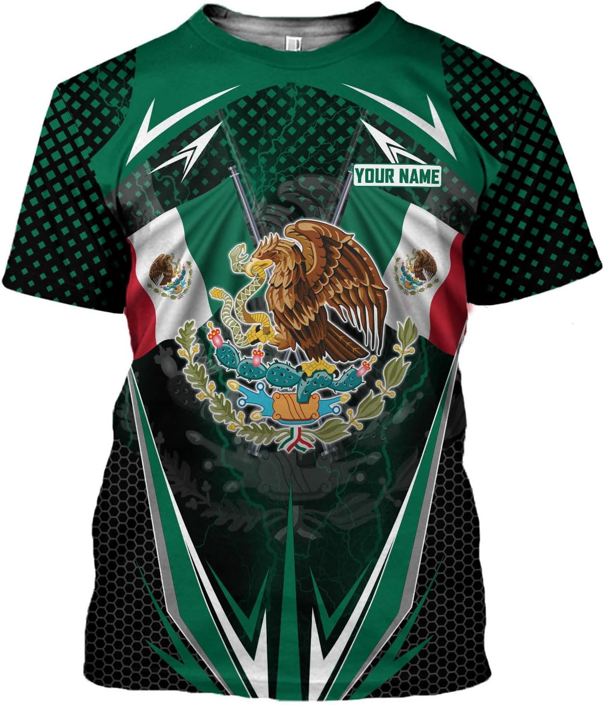 Mostprints Personalized Name Mexican Shirts for Men 3D Customized Mexico Shirts for Men Mexico Shirts for Women Mexico Shirt