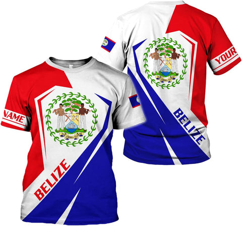 Artparel Personalized Belize Shirt Coat of Arms of Belize Flag Shirts Belizean Country Flag Gift T-Shirt Belizean Shirt S-5XL