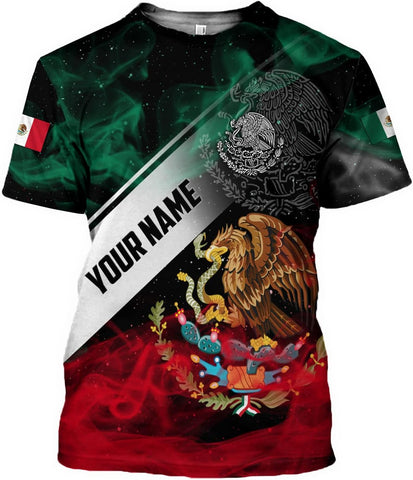 Mostefy Personalized Name Mexican Shirts 3D Customized Mexico Shirt US Flag, Mexican Shirts for Women Unisex