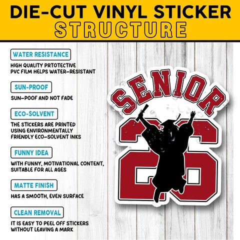 Senior 2026 Graduation Sticker – Class of 2026 3 inches Vinyl Decal Waterproof for Laptop, Water Bottle, Notebook, Car, Scrapbook – High School College Grad Gift for Students
