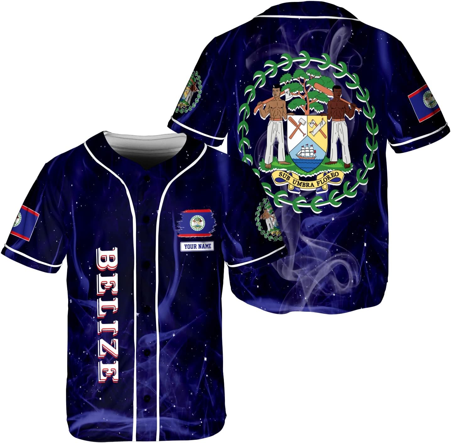 Podagree Personalized Belize Baseball Jersey Camisa Shirt, Belizean Flag Jersey, Belizean Pride Jersey for Men and Women