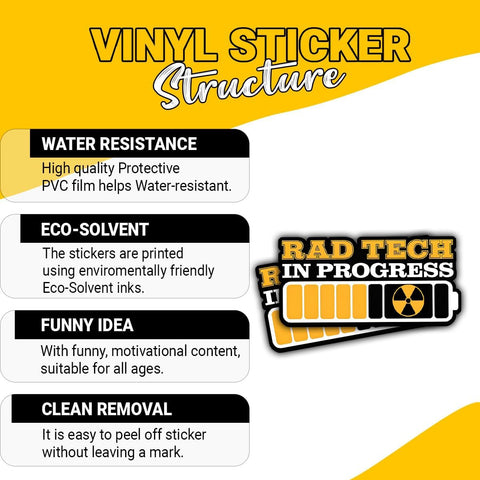 3 Pcs Rad Tech in Progress Sticker, Technologist Xray Sticker, Radiology, X-Ray Tech Stickers Waterproof Die-Cut for Laptop Water Bottle Phone Car Note Book Gifts