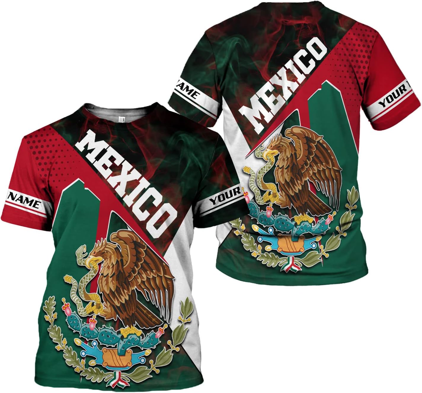 Mostprints Personalized Name Mexican Shirts for Men 3D, Customized Mexico Shirts for Men, Mexico Shirts for Women Mexico Shirt