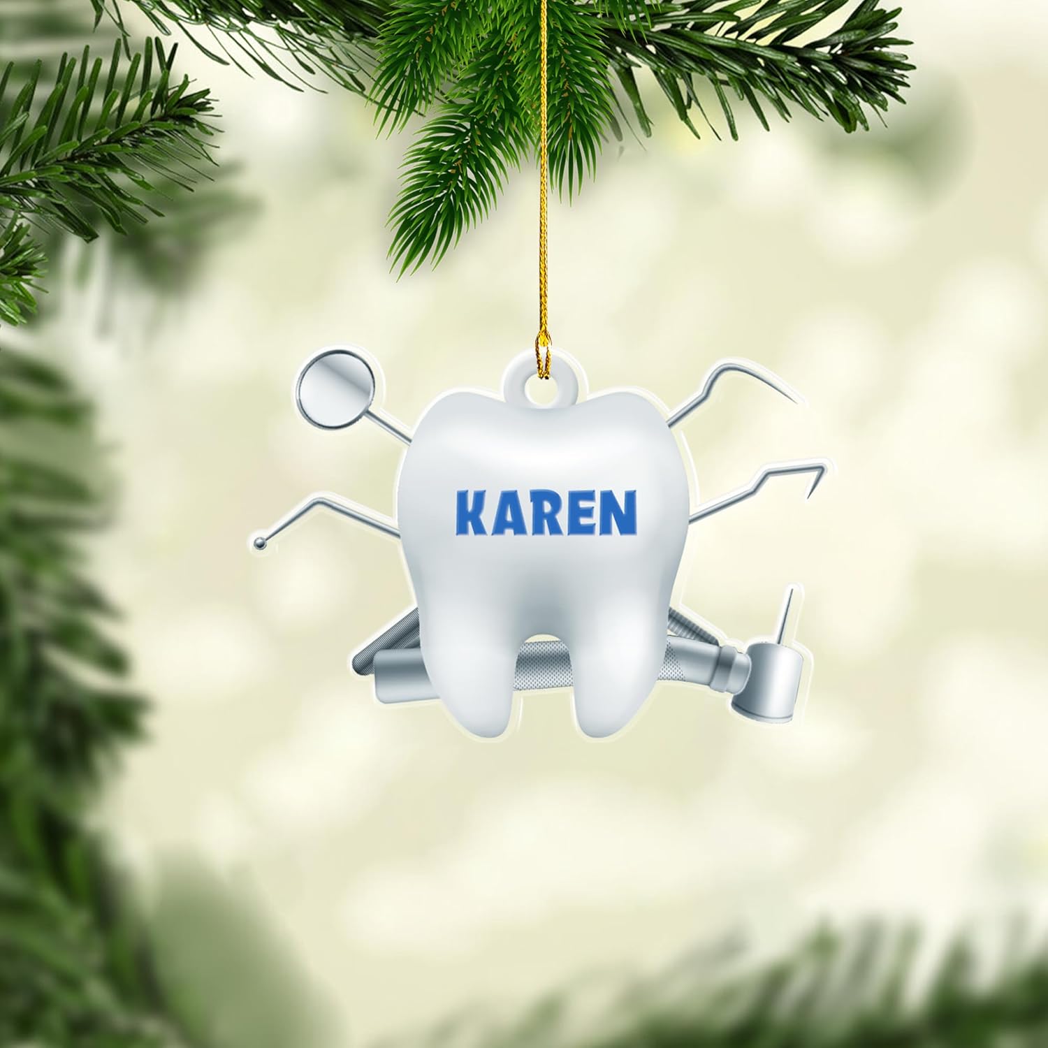 Personalized Dentist Christmas Ornament, Santa's Favorite Dentist Ornament, Doctor or Dental Hygienist Assistant Keepsake Gift, Teeth Ornament (Acrylic, Style 10)