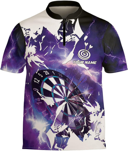 Artparel Custom Dart Shirts for Men Dart Bowling Jersey 3D Shirts Mens Darts Quarter-Zip Shirt Darts Jerseys with Team Name