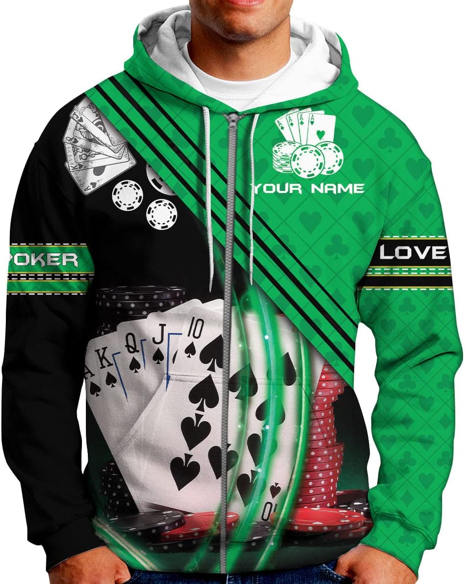 Personalized Poker Shirt, Poker Player Shirt, Funny Casino Poker Pattern 3D Over Print, Unisex Poker Tshirt Men Women