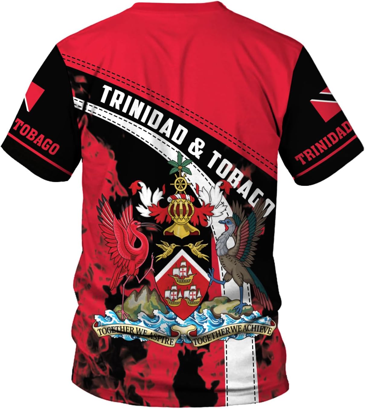 MoonArt Personalized Trinidad & Tobago Shirts Trinidad and Tobago Coat of Arms Flag 3D Shirts Trinidad Pride Gift