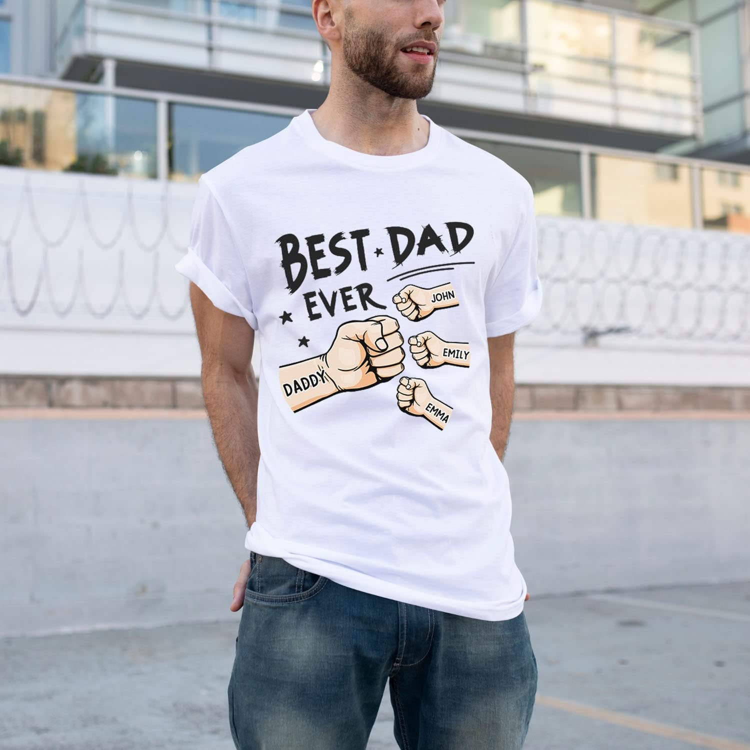 Personalized Dad Shirt, Custom Daddy Shirts for Men, Kids Hold Grandpa Hand Shirt Grandpa Shirt, Gifts for Father Day