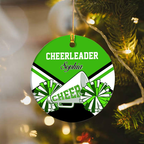 MAPrints Personalized Cheerleader Christmas Ornament 2024, Cheerleading Stuff Ornament, Cheer Captain Ornament, Cheer Girl Dancer Cheerleading with Real Red Pompom Ornament for Xmas Tree (Cheer 6)