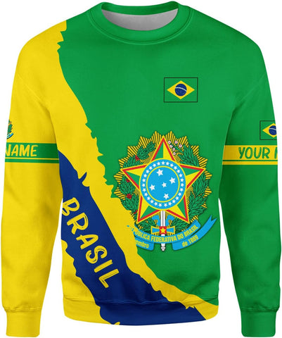 Mostprints Personalized Name Brazil Shirt 3D, Brasil Shirt Flag Custom Name Brazilian Shirt for Men and Women Unisex S-5XL