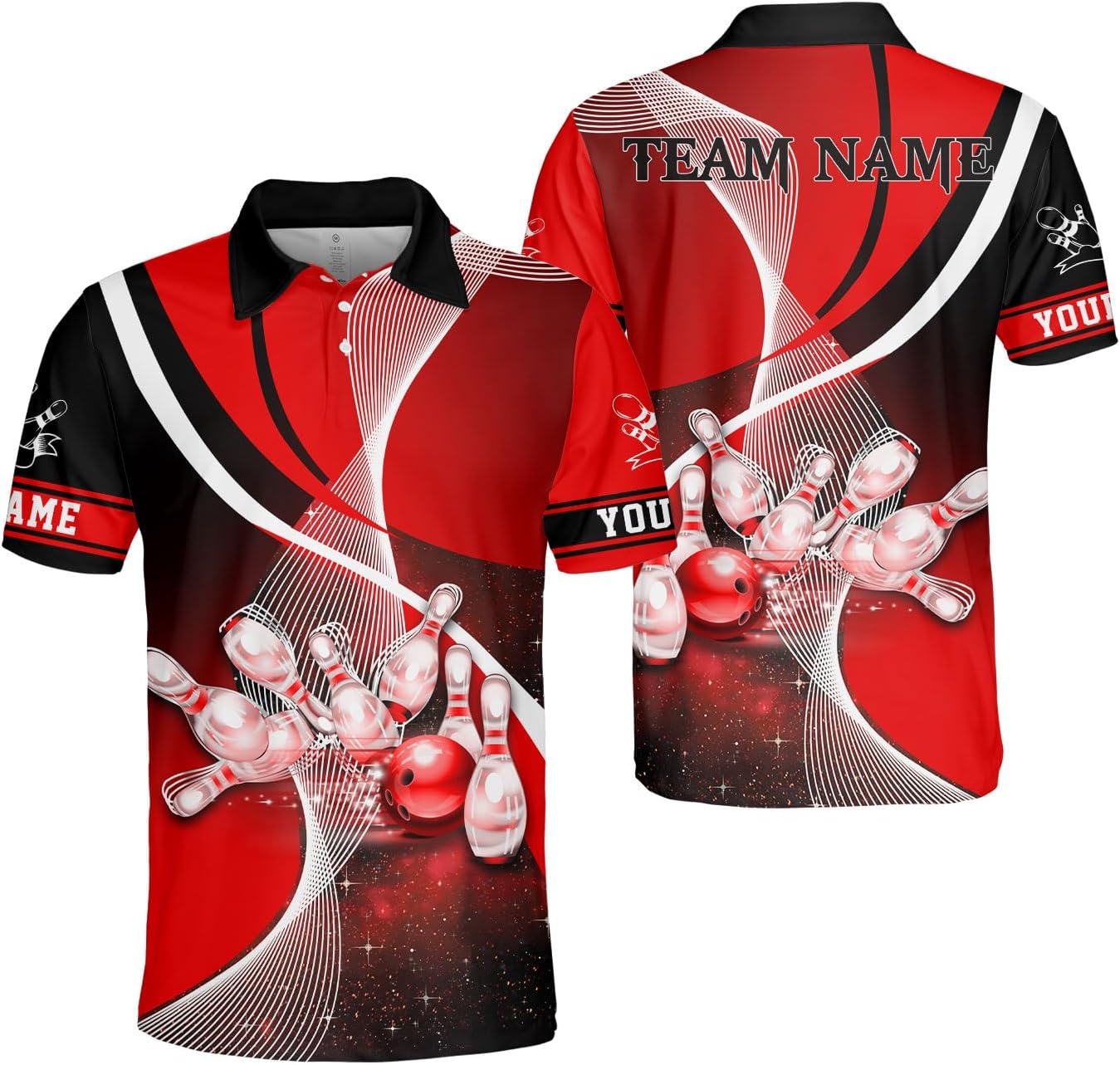 Ligthuy Personalized Name Bowling Polo Shirts 3D for Men and Women, Bowling Shirt, Bowling Shirts for Men Team Bowling Shirt