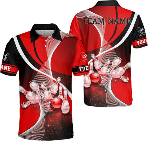 Ligthuy Personalized Name Bowling Polo Shirts 3D for Men and Women, Bowling Shirt, Bowling Shirts for Men Team Bowling Shirt