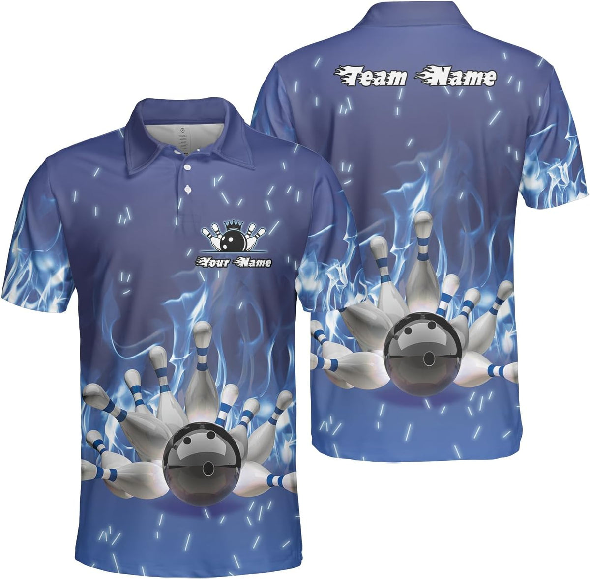 Custom 3D Bowling Polo Shirts for Men and Women Personalized Team Name Gift Unisex Customized Bowling Short Sleeve Polo Shirt