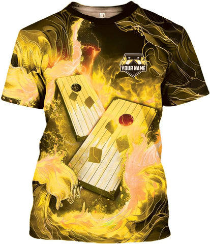 MoonArt Personalized Cornhole Shirts 3D Over Print for Men & Women, Funny Cornhole Player Toss Sports T-Shirt for Team
