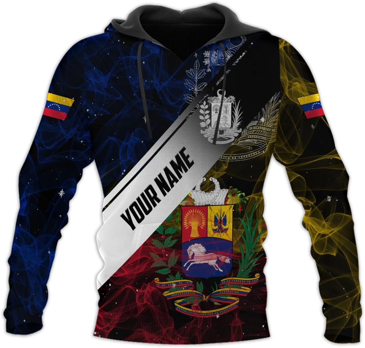 Custom Men's Venezuela Flag & Coat of Arms Hoodie