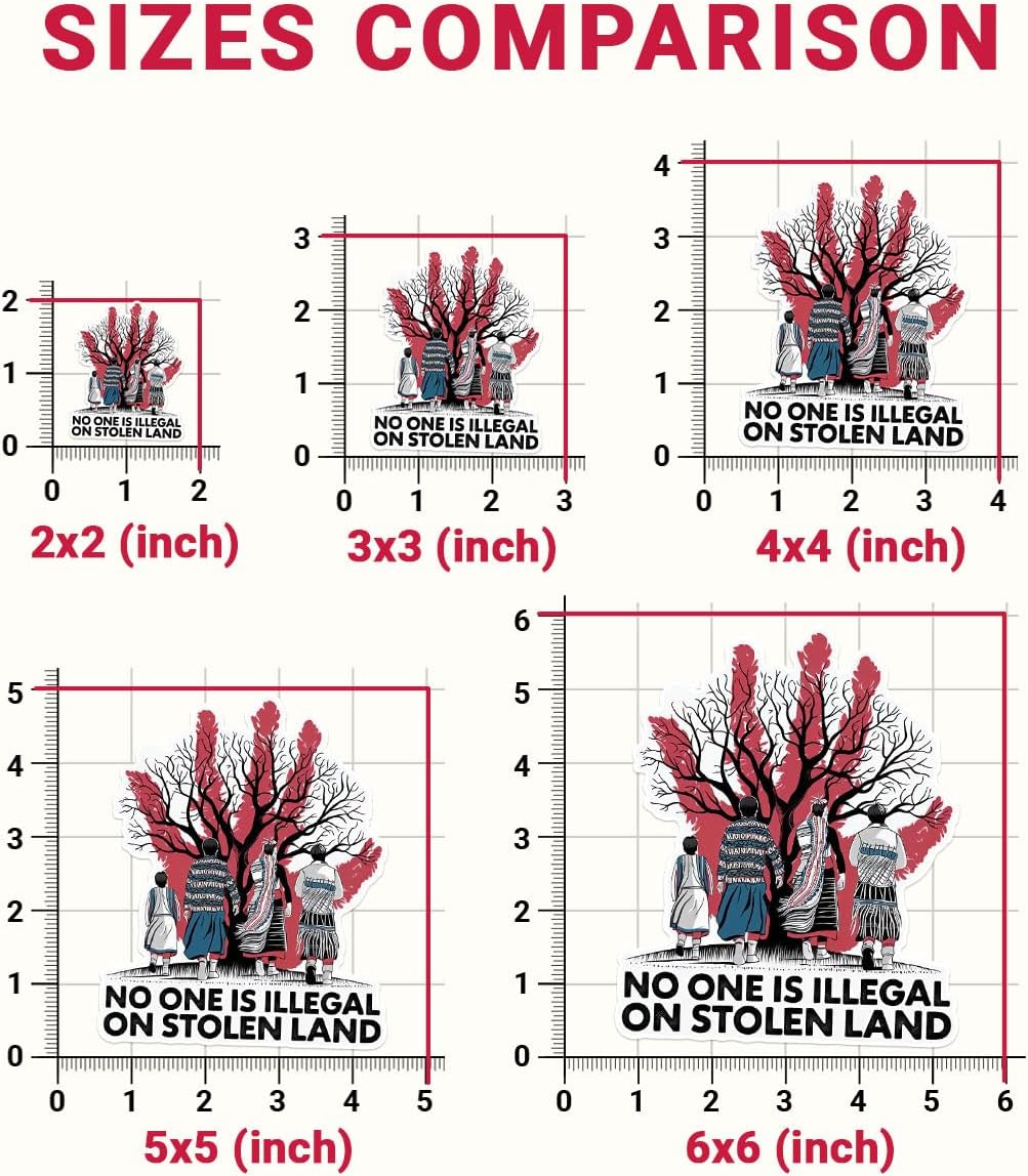 (3 Pcs) No One is Illegal On Stolen Land Sticker - Native American Decal, Indigenous Pride Bumper Sticker for Laptop, Water Bottle, Tumbler, Phone Case, Hard Hat, Helmet, Gifts 3"x3"