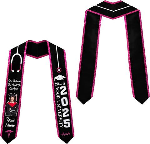Pretyprints Custom Nurse Sash Graduation, RN Graduation Stole Gifts for Friends Nursing Student Senior Class Of 2025